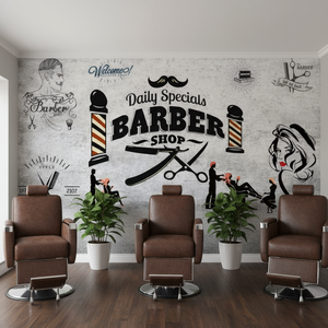 Papel Tapiz para Barbería, Decoración de Madera, Mural, Herramientas de Peluquería - Product Image 5