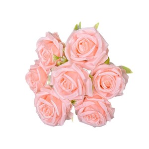 Bouquet de roses artificielles à 7 têtes, fleurs en soie à bords bouclés, décoration d'intérieur, décoration de mariage - Product Image 5