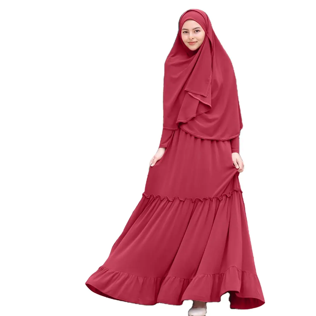 핫 세일 이슬람 의류 저지 여성 긴 소매 이슬람기도 드레스 두바이 khimar abaya hijab