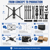 Kit de châssis de drone FPV en fibre de carbone CNC personnalisé de 10 pouces, empattement de 425 mm avec bras de 7 mm pour quadricoptère longue portée et freestyle