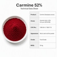 Poudre de carmin en vrac LCHBIO, 52% d'acide carminique, couleur rouge naturelle UV E120, pour confiserie, cosmétiques, boulangerie, qualité Chine/USA