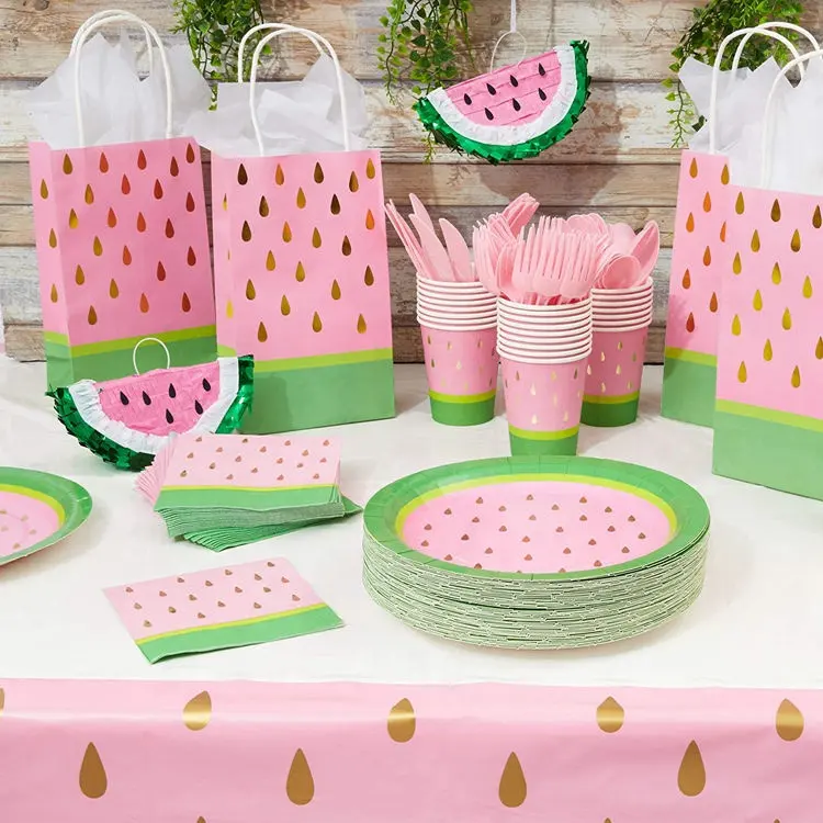 Watermelon Paper Plates Set Party Supplies for Summer Decorations