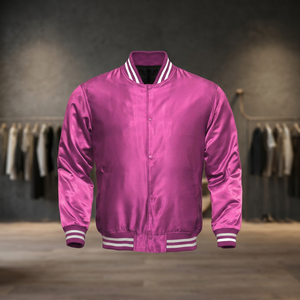 Veste de Baseball en Satin rose pour femmes, vêtements de sport, ourlet solide, décontracté - Product Image 2