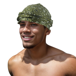 HZM-23179 Turban réglable doublé satin pour hommes et femmes, Durag, foulards pré-noués, bonnet Paisley Wave - Product Image 6