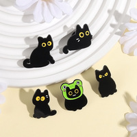 Adorables badges métalliques en émail souple, motifs chatons de dessin animé et textes, décoratifs, vente en gros