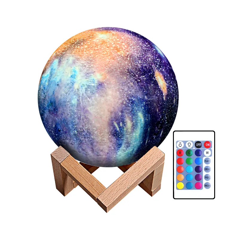 Newish Modern Desk Wood Holder Christmas Decor Magnetic Rechargeable Custom Led Lunar Shape Night starry sKY 3D Moon Lamp Light