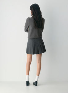 Dark Gray Pleated Short <b>Skirt</b> Women's Casual Everyday Wear - Product Image 4