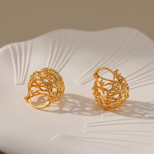 New Half Round <strong>Bird</strong> Cage Hollow Out Earrings Large Oversized Unique Hoop Earrings Geometric Fashion Earrings - Product Image 4