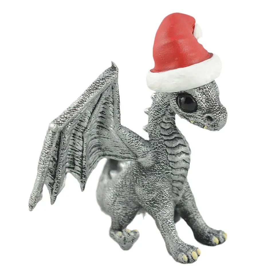 Sombrero de Navidad, adornos artesanales de resina de dragón, decoración de dragón de Navidad, regalo creativo, coche de escritorio