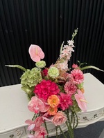 Rangkaian Bunga Pernikahan Warna Hangat 50cm, Centerpiece Meja Bunga Pink untuk Dekorasi Acara Pernikahan