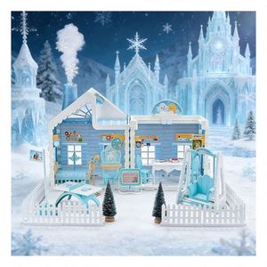 Casa de Muñecas Grande de Plástico con Piscina, Tobogán, Balcón, Ascensor, Muebles de Dormitorio, Juguete DIY, Juego de Simulación, Set de Regalo para la Familia - Product Image 4