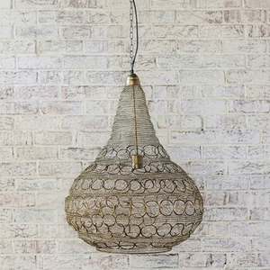 Luminaire suspendu en laiton industriel, grand design en maille métallique, lampe de plafond LED blanc chaud pour salon - Product Image 1