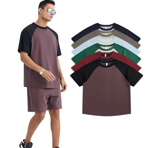 Moda erkek Streetwear t-shirt damla omuz anti-kırışıklık toptan boş özel T-shirt