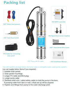JINTAI 4 inch 72V 1,5PK zonne-waterpomp DC borstelloze motor zonnepanelen voor irrigatie - Product Image 2