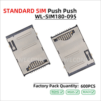 WECONN WL-SIM180-095 8PIN+1 1.80mm Prise de carte SIM Push-Push avec interrupteur de détection SMT Boîtier LCP noir pour applications automobiles/télémétrie