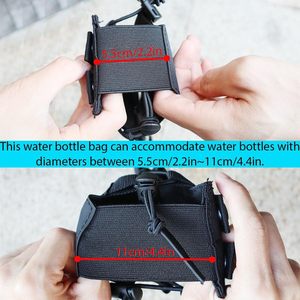 Tactical Water Bottle Sleeve Elastic Adjustable Holder For Outdoor Hiking Cycling With Buckle Closure Black Khaki Military Green - Product Image 4