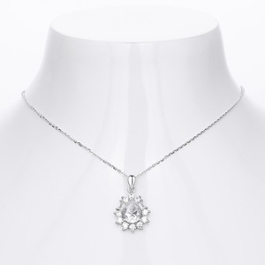 Juego de Collar y Pendientes de Lujo de Plata de Ley S925 <span class=keywords><strong>con</strong></span> Moissanita Corte Pera, Color D, VVS1, Joyería de Moissanita para Mujer, Venta al por Mayor - Product Image 4