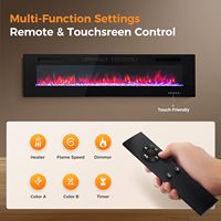 Centre de divertissement avec lumière LED Kalsubo, support TV avec foyer électrique de 36 pouces pour téléviseurs jusqu'à 80 pouces