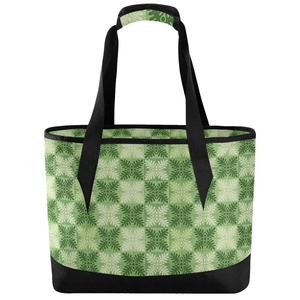 Hawaiian Green Ulu Quilt Print Cooler <b>Tote</b> Custom Design Nylon Reusable Outdoor Picnic <b>Bag</b> Portable Insulated <b>Lunch</b> <b>Tote</b> - Product Image 1