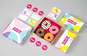 पर्यावरण के अनुकूल कस्टम मुद्रित डोनट मिठाई कश पैकेजिंग बॉक्स बेकरी खिड़की के साथ सुशी केक मोची कागज पैकेजिंग बॉक्स