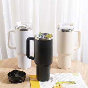 Vaso personalizado con logo de 40 oz, taza H2.0 de 30 oz y 40 oz, vaso térmico de acero inoxidable para exteriores con asa y pajita - Product Image 3