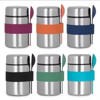 Source Factory 400ml Flacon de nourriture en argent avec cuillère Gobelet isolé sous vide en acier inoxydable 304
