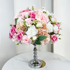 Centres de table de mariage, décorations de table, boule de fleurs artificielle décorative, rose en soie, boule de fleurs violette, centres de table - Product Image 1