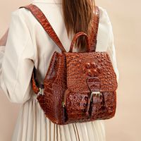 Sac à dos en cuir de vache véritable de haute qualité personnalisable, gaufrage crocodile, sac pour femme en cuir véritable, sac à dos mini polyvalent pour femme