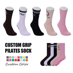 <span class=keywords><strong>Calcetines</strong></span> de Yoga con Agarre y Logotipo Personalizado para Mujer, <span class=keywords><strong>Antideslizantes</strong></span>, de Algodón Ecológico, Transpirables, para Fitness y Pilates - Product Image 1