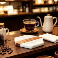 Ensemble de 4 sous-verres en marbre blanc pour boissons et thé, sous-verres faits à la main, articles cadeaux