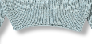 2027 Maglione Pullover Elegante da Donna Personalizzato OEM e ODM, Collo a V, Maniche Lunghe, Mezzo Cardigan Lavorato a <span class=keywords><strong>Maglia</strong></span> con <span class=keywords><strong>Lurex</strong></span> per Autunno e Inverno - Product Image 5