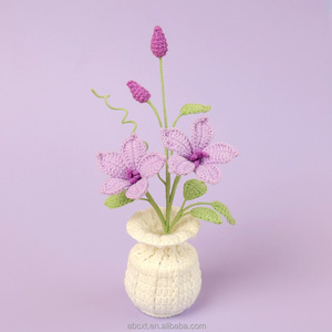 Plante artificielle en pot de fleurs tricotées à la main Clematis Pot de fleur plante pour la décoration de la maison - Product Image 3