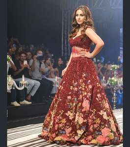 Exportation Qualité Maroon Bridal Georgette Séquence Travail Lehenga Choli avec Dupatta pour Festival et Mariage Porter - Product Image 4