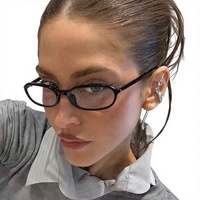 Lunettes ovales à monture fine sans correction, anti-lumière bleue, à monture complète, motif géométrique, style Kendall Jenner, style européen et américain