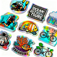 Autocollants holographiques personnalisés, adhésifs, imperméables, avec logo, arc-en-ciel, décoratifs pour ordinateur portable, autocollants d'animation, autocollants professionnels