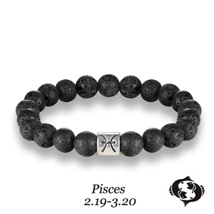 Bracelet de perles en pierre volcanique Aquarius, bijoux du zodiaque unisexe, cadeau 1.20-2.18 - Product Image 3