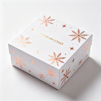 Scatola Rigida con Coperchio e Base con Motivo a Fiocco di Neve in Rilievo per Confezioni Regalo Personalizzate con Logo del Marchio, Ordine di Fabbrica