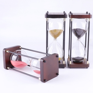 Modern Metal <b>Frame</b> Hourglass with Wooden Base Decorative Sand Timer for Living Room Office Desk - Product Image 3