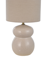 Lampe de table en céramique ivoire de style côtier, flexible et simple, avec abat-jour en lin, LED blanc chaud, taille mini, pour salon et décoration intérieure