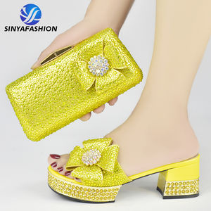 All'ingrosso Italiano Estate & Autunno Italiano Scarpe e Borsa di colore giallo per la sposa abbinamento matrimonio scarpe da sposa e borsa - Product Image 1