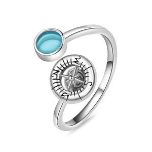 Anillo Giratorio con Brújula, Ajustable, con Circonita, Bañado en Oro Blanco sobre Cobre, Antiestrés, Nueva Joyería 2026 para Hombre - Product Image 5
