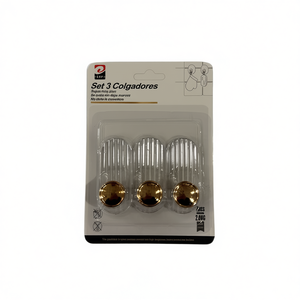 Set 3 Colgadores Transparentes Dorados Para Pared Sin Marca - Product Image 1