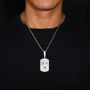 Collier Hip-Hop en argent tibétain, style européen et américain, nouvelle mode, personnalisé, entièrement serti de moissanite, pendentif de <span class=keywords><strong>dessin</strong></span> <span class=keywords><strong>animé</strong></span> - Product Image 4