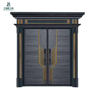 Porte d'entrée avant en aluminium moulé sur mesure avec colonne romaine Design Double porte Sculpture exquise - Product Image 4