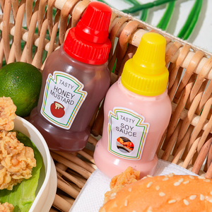 2 unids/set Mini botella de salsa de soja para apretar de plástico vacía portátil para miel, <span class=keywords><strong>mostaza</strong></span>, tomate, salsa de tomate, aderezo para ensalada - Product Image 2