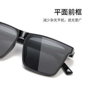 TR90 Square <b>Frame</b> Sunglasses For Men UV400 Polarized Light Weight Black - Product Image 3