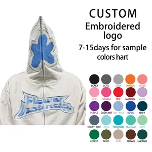 Custom Zip Up Hoodie Embroidery Oversized Streetwear Thick Unisex Cotton High Quality Full Zip Up Hoodie Cotton Fleece