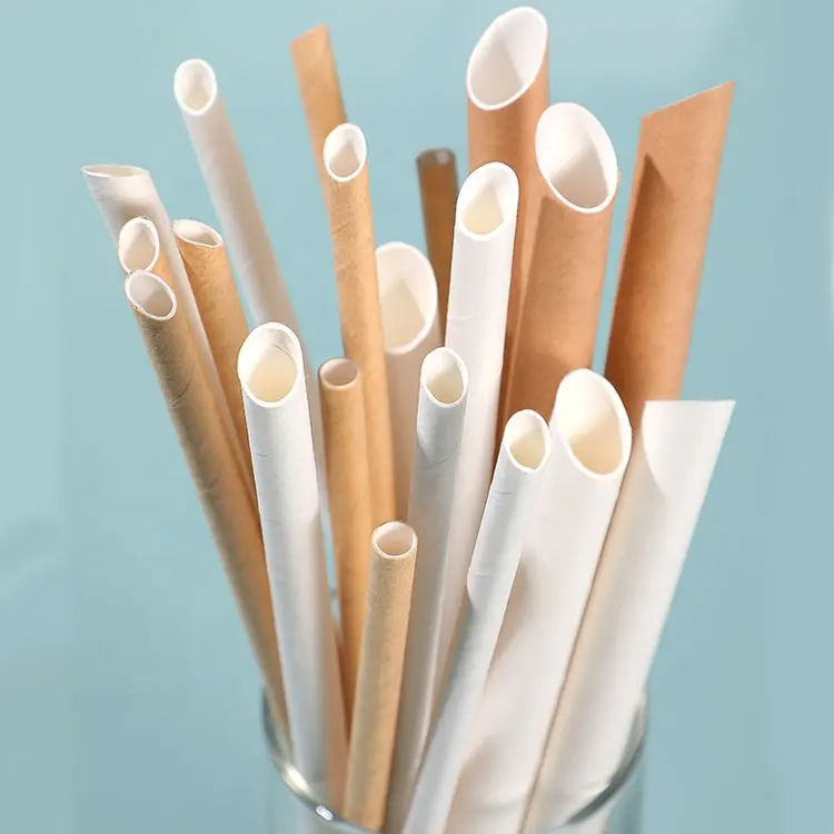 Biodegradable Paper Drinking Straws White Paper Brown Paper Individually packing Coffee Straws with Logo