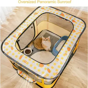Foldable Pet Pen Dog Crate Portable <strong>Playpen</strong> for Dog <strong>Puppy</strong> Cats Top Removable Zipper Mesh Dog Cat Tent Kennel with Carrying Bag - Product Image 3
