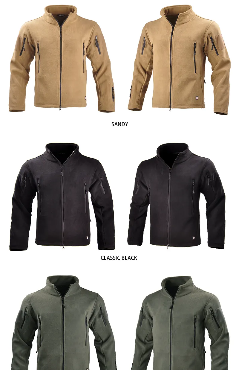 HAN WILD Windproof Fleece Jacket Loose Stand Collar Solid Casual Jacket New Design